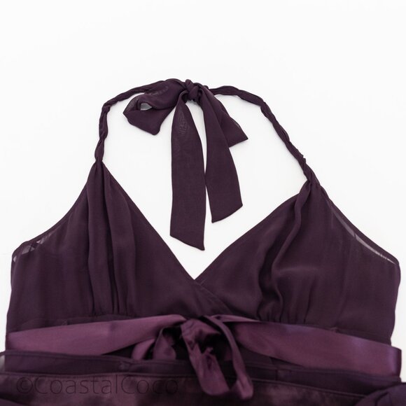 Eliza J Purple Ruffle Chiffon Dress 8 Halter Babydoll Fairycore Y2K Whimsy Party - Picture 5 of 10